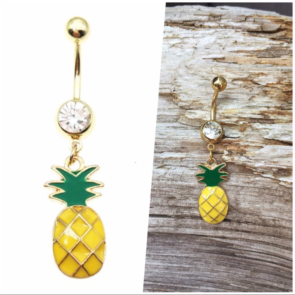 Gold Pineapple Belly Button Navel Ring